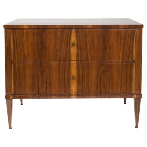 Sleek 19th Century Biedermeier Two-Drawer Walnut Chest