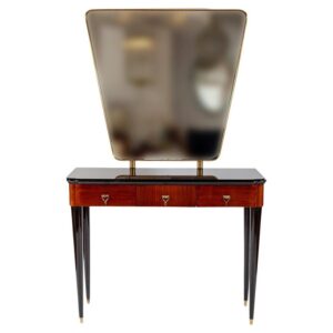 Fine Italian Deco Console With Brass Mirror, 1940ca