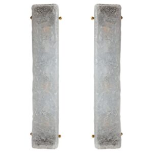 Set of 2 Murano Icy Glass Rectangular Wall Lights, Contemporary