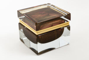 Large Murano Gold & Amethyst Sommerso Square Box