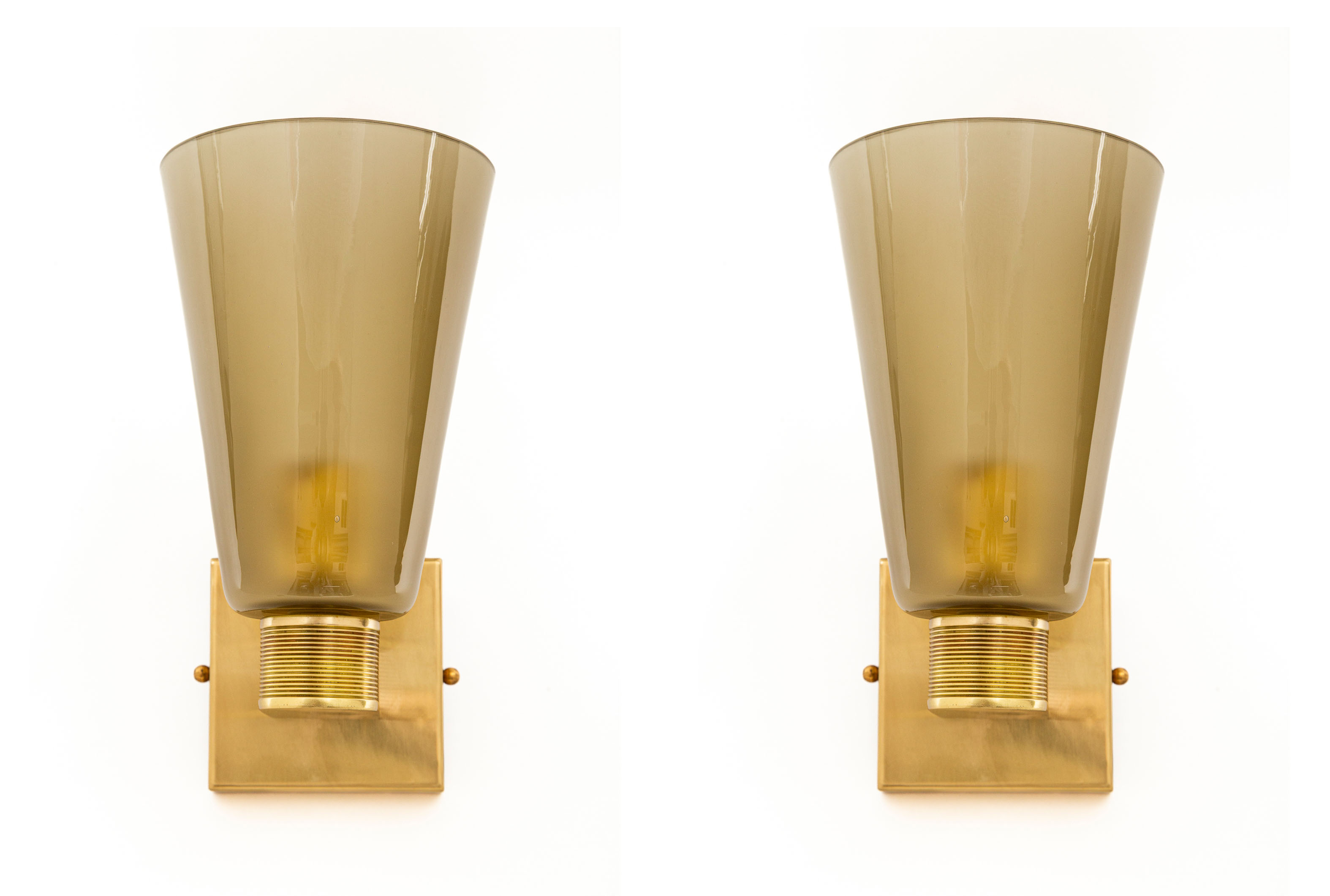 Pair of Modernist Murano Blown Pagliesco Wall Lights, Contemporary, UL Certified