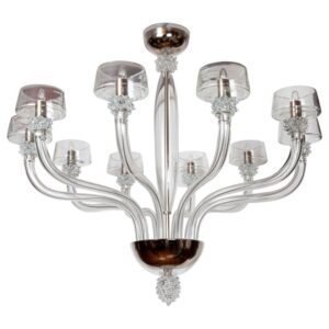 Striking Modern Venetian 10 Arm Crystal Chandelier, Contemporary