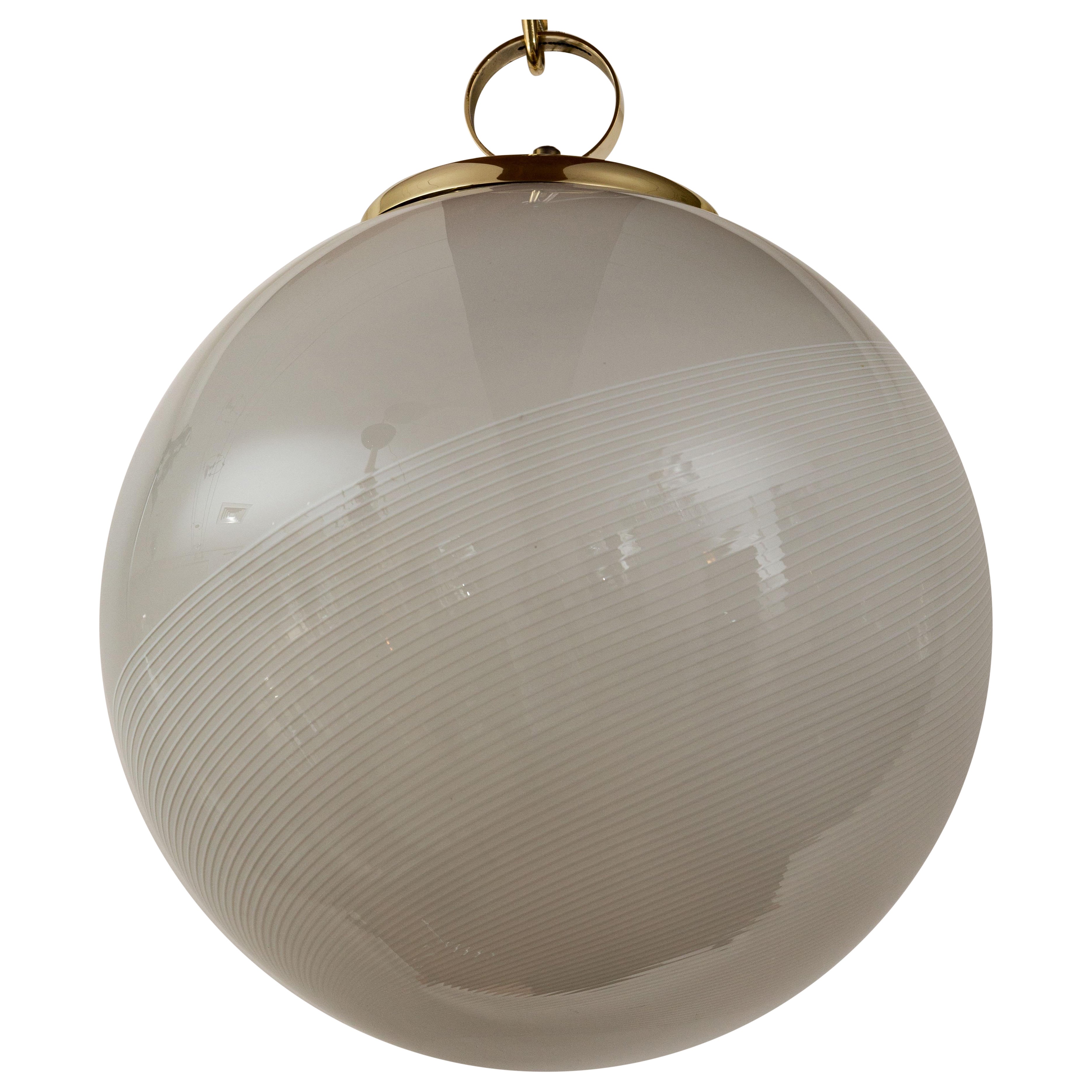 Large Modern Italian Swirl Globe Ceiling Fixture, 1960ca