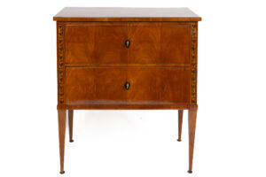 Biedermeier Two Drawer Chest With Unique Lacquered Leaf Design