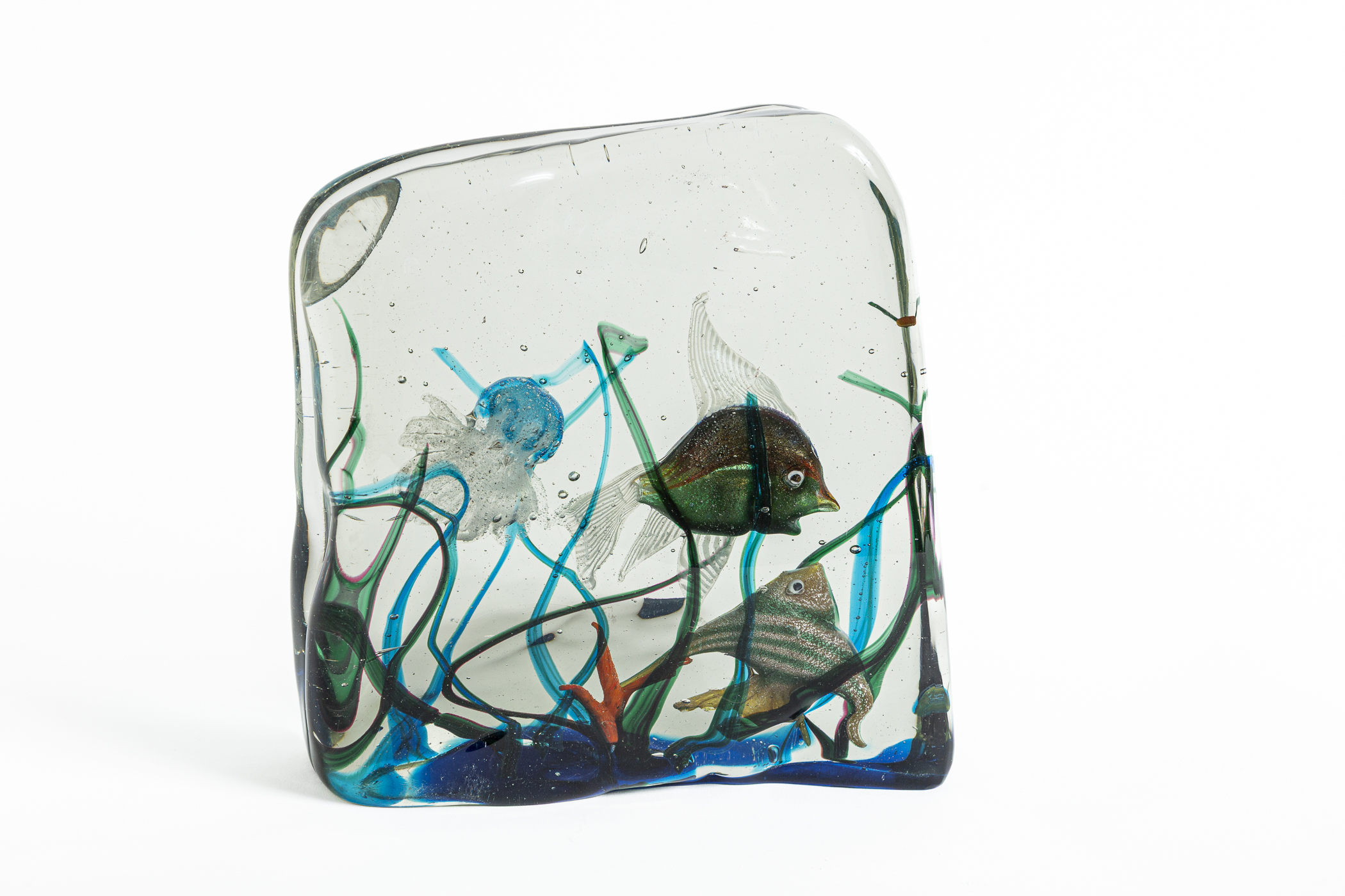 Large Mid Century Murano Glass Aquarium Attributed To Alfredo Barbini