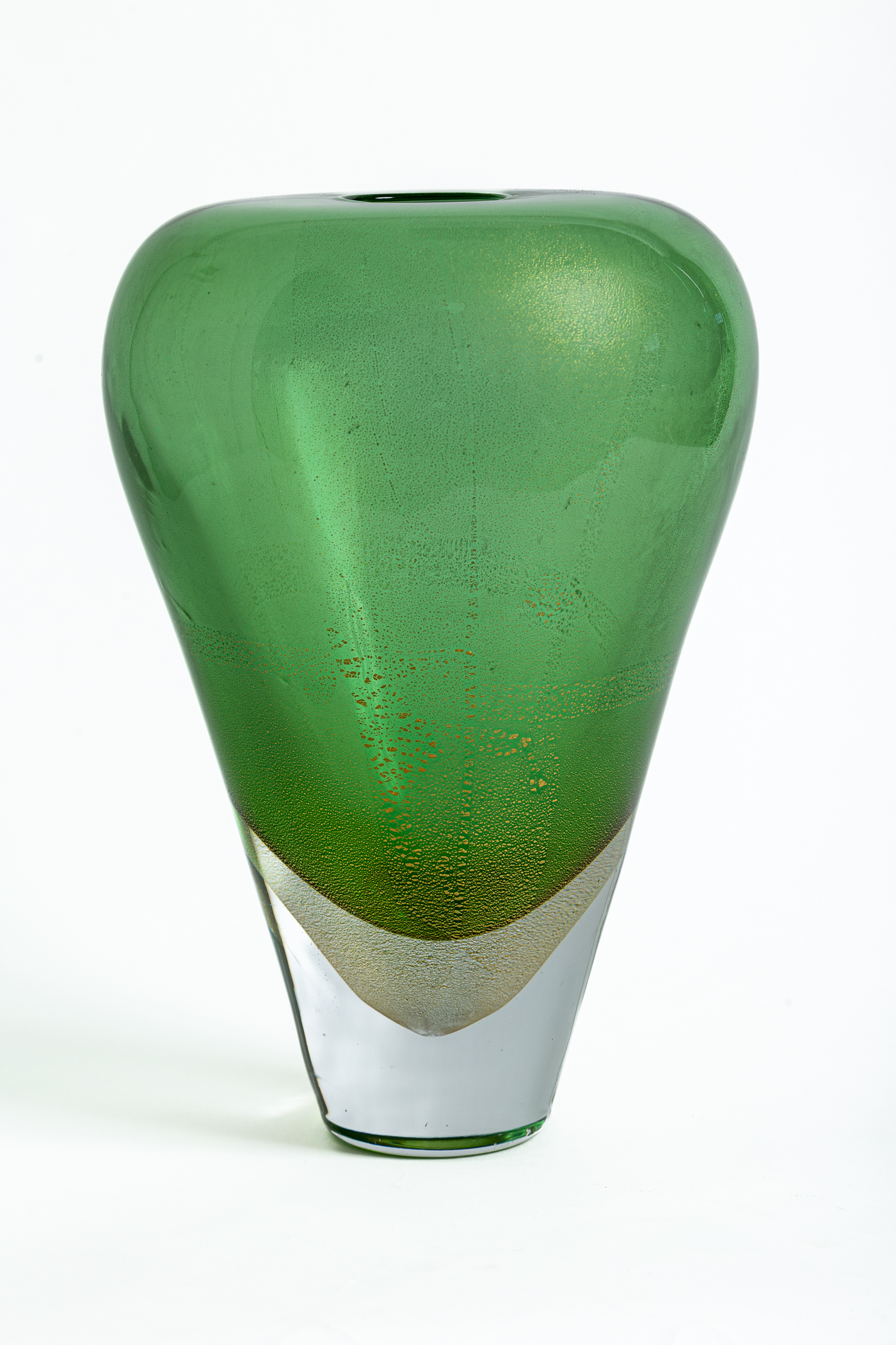 Italian Emerald and Gold 'Sommerso' Vessel, 1980's