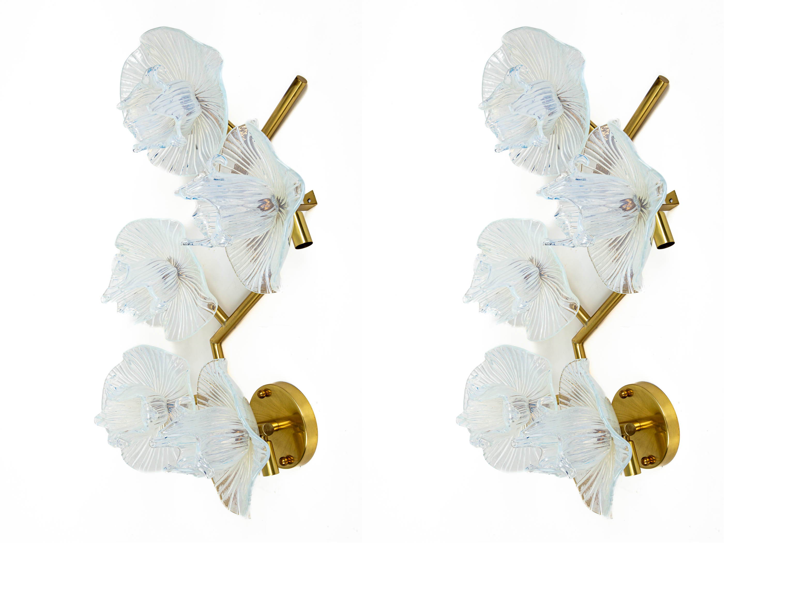 Large Set Of 2 Organic Modern Murano Floral Wall/Ceiling Lights, Contemporary