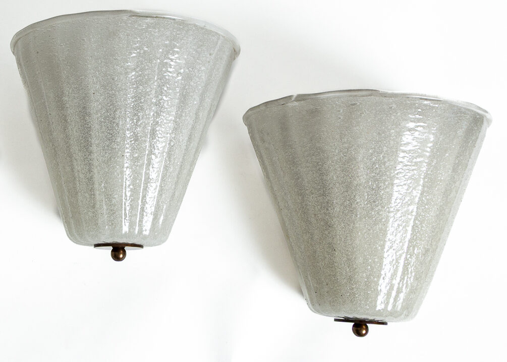 Pair Of XX Century Italian Art Deco Pulegoso Wall Lights, UL Certified
