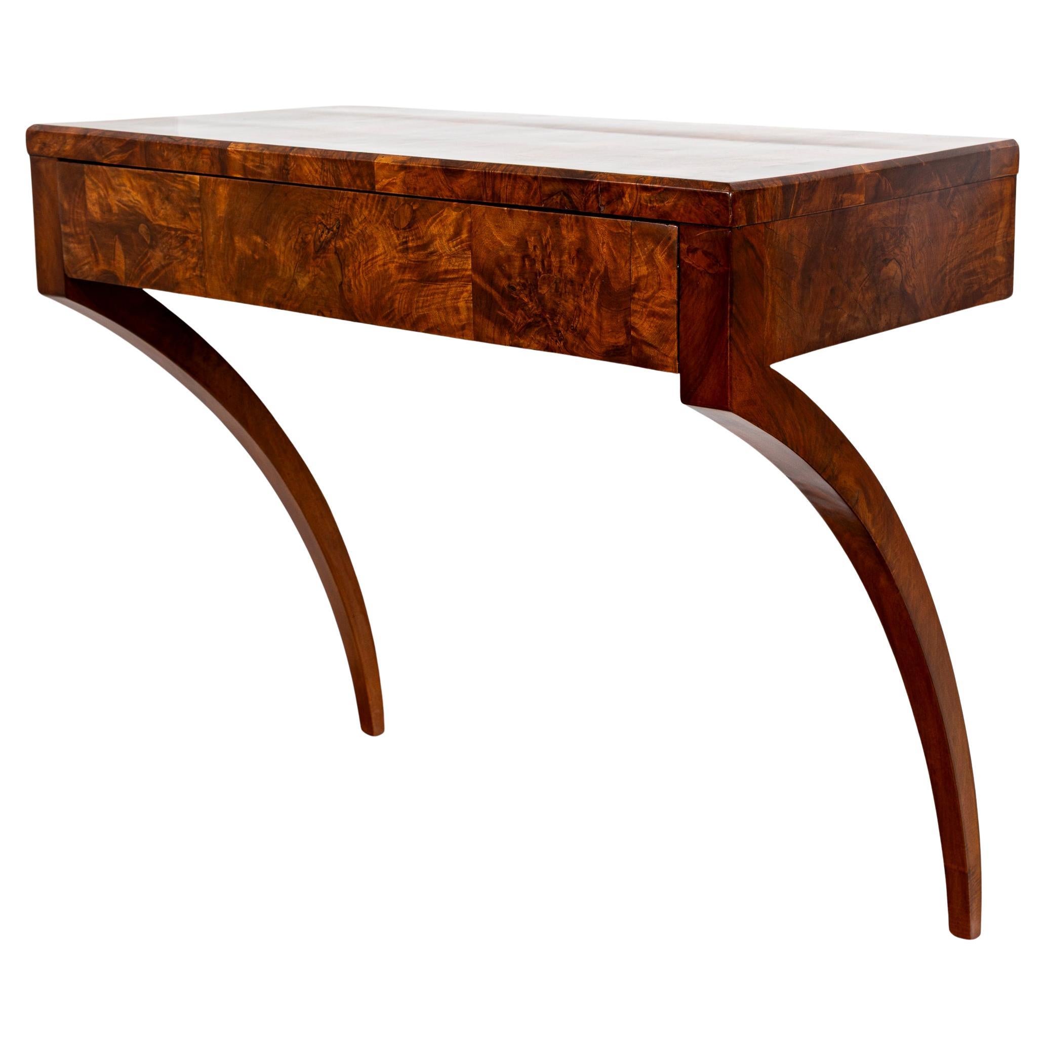 19th Century Sleek Neoclassical Walnut Wall Console