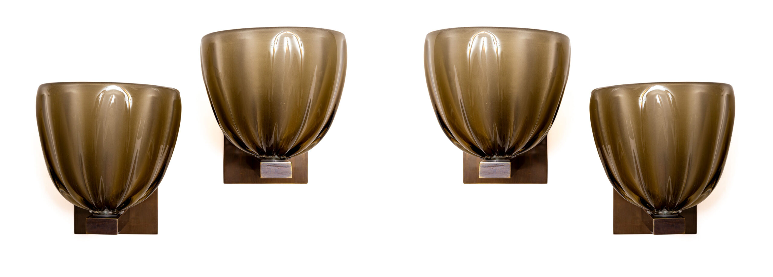 Pair of Modernist Murano Blown Smoke Opaque Glass Wall Lights, Contemporary, UL Certified