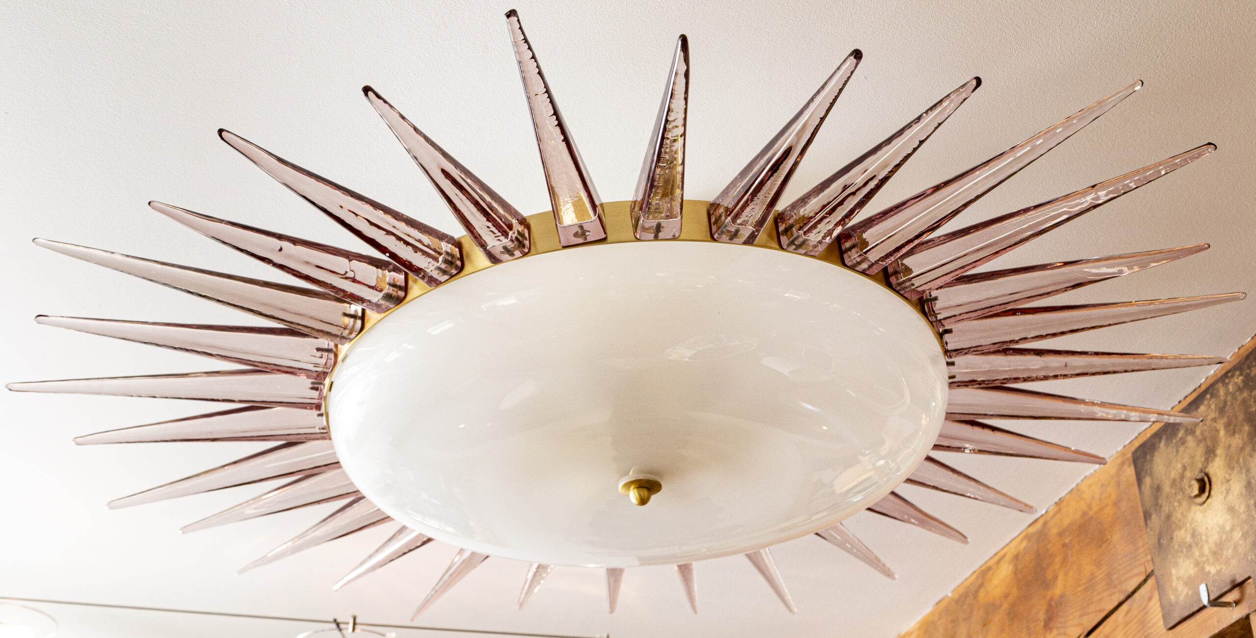 Large Italian Murano Starburst Near Flushmount, Contemporary