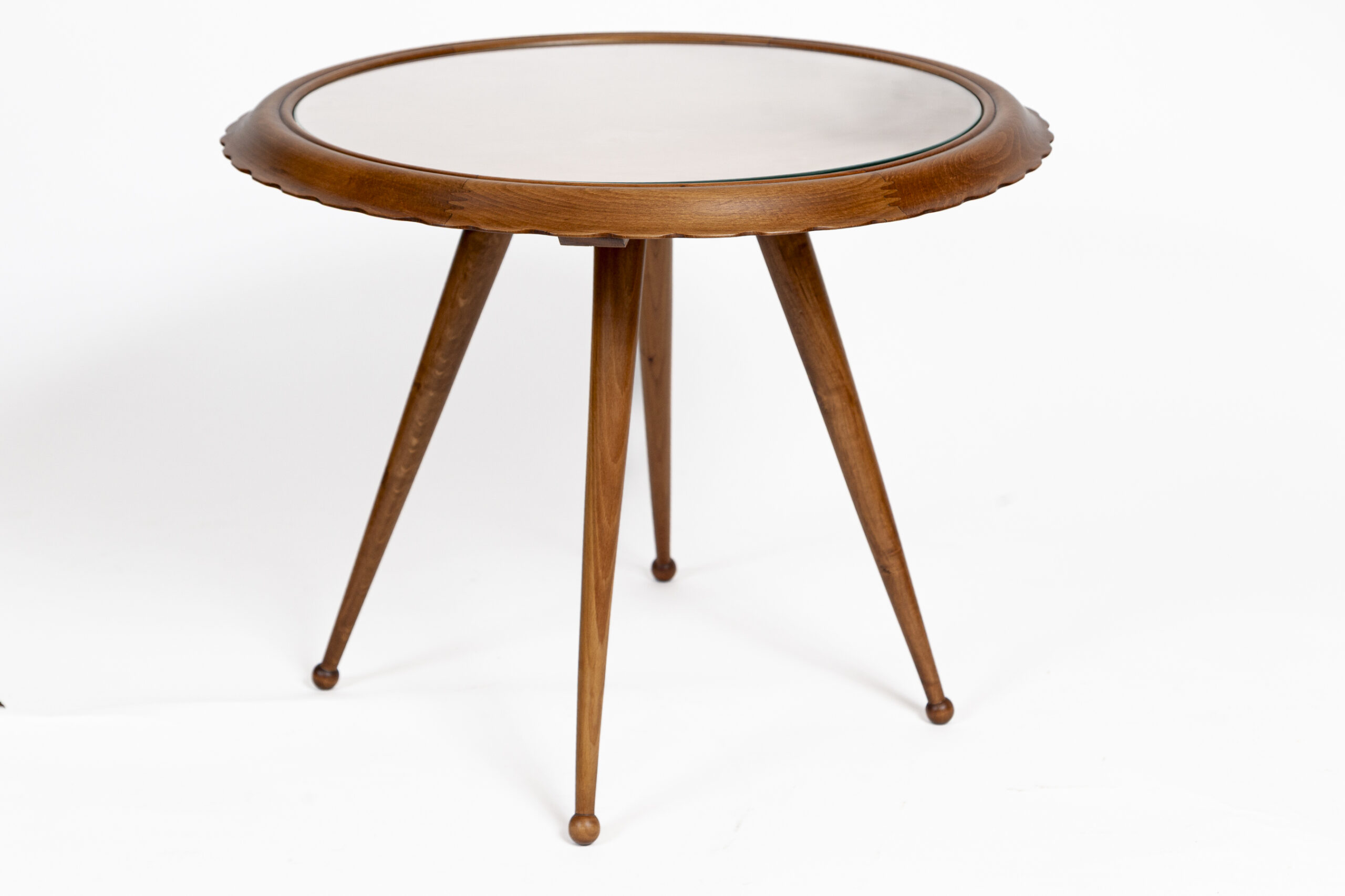 XX Century Italian Scalloped Fruitwood Low table Style Of Paolo Buffa