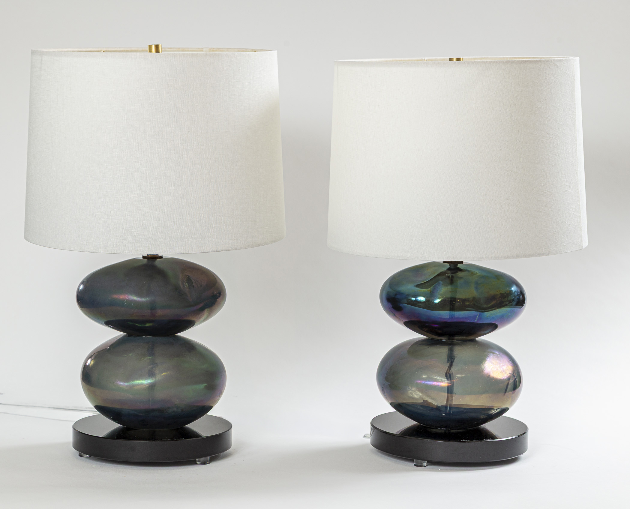 Pair Of Modern Murano Amorphous Table Lamps, Contemporary Art